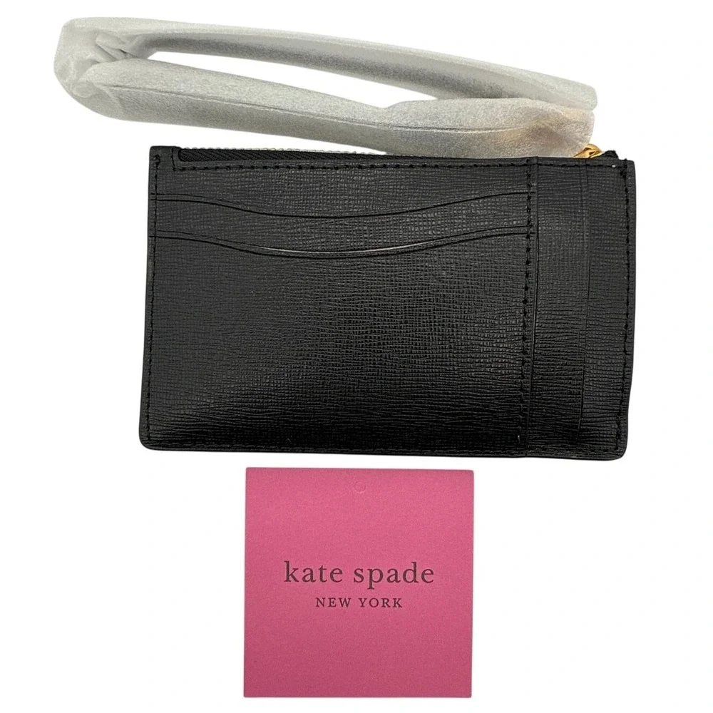 Kate Spade Morgan Card Case Wristlet Black Saffiano Leather K8928 New